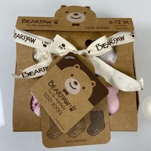 Bearpaw Baby Girl 6-12M Gift Set Cozy Gripper Socks 4 Pack Chenille NEW